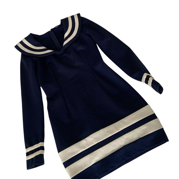 Navy & White Nautical Bodycon Dress – Size M - Picture 4 of 10